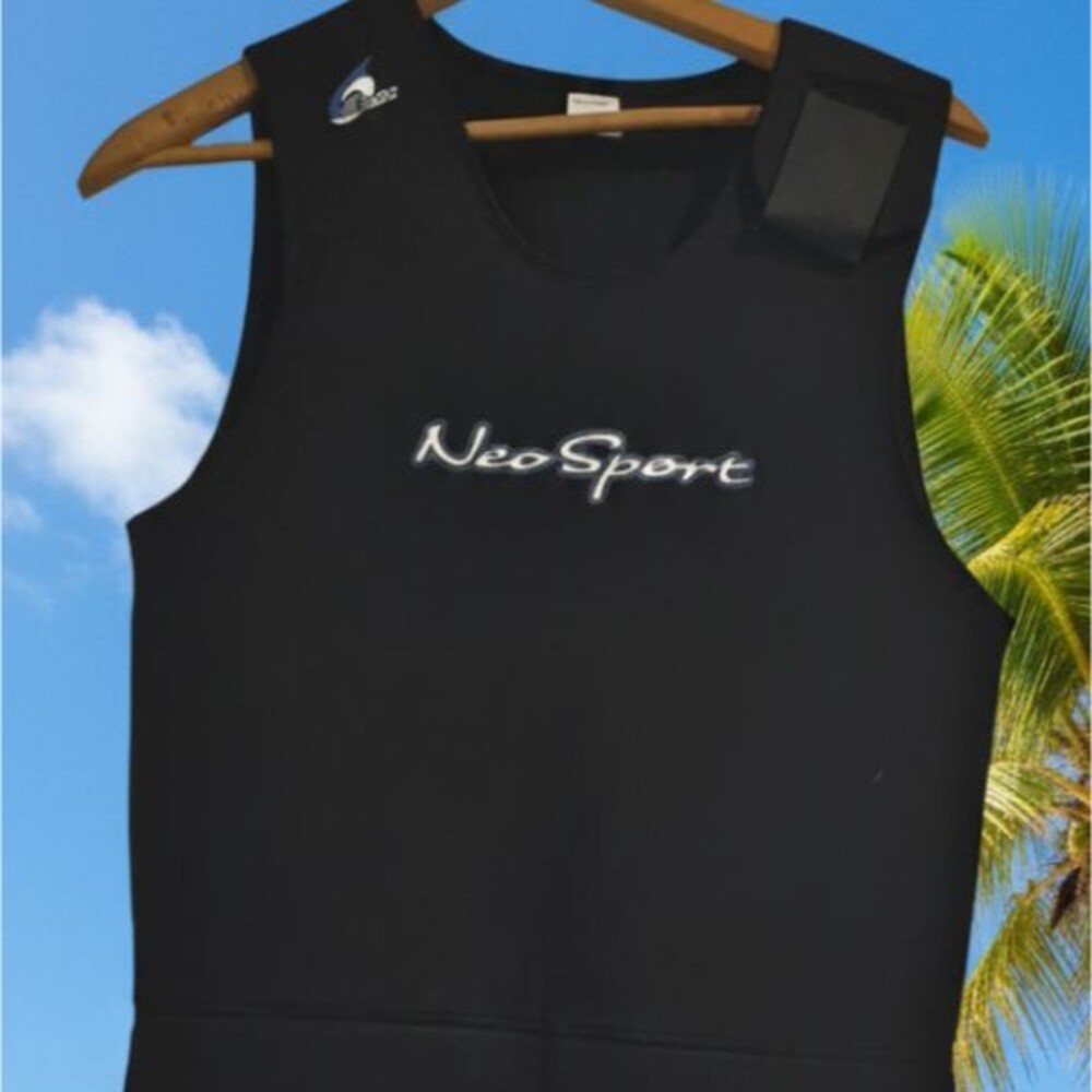 NEOSPORT 3 mm Black Sleeveless Wetsuit Top Pants Full Body Dive Suit,Size L